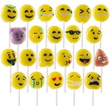 Prextex 24 Pack Emoji Lollipops Yummy Emojiland Suckers Candy on a Stick