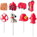 Prextex Firefighter Themed Lollipops Fire Shaped Suckers Pack of 8 Pops for Fireman Birthday Party Favor or Parties Decoration