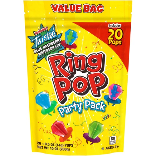  Ring Pop Individually Wrapped Bulk Lollipop Variety Party Pack  20 Count Lollipop Suckers w/ Assorted Flavors - Fun Candy for Birthdays and Celebrations
