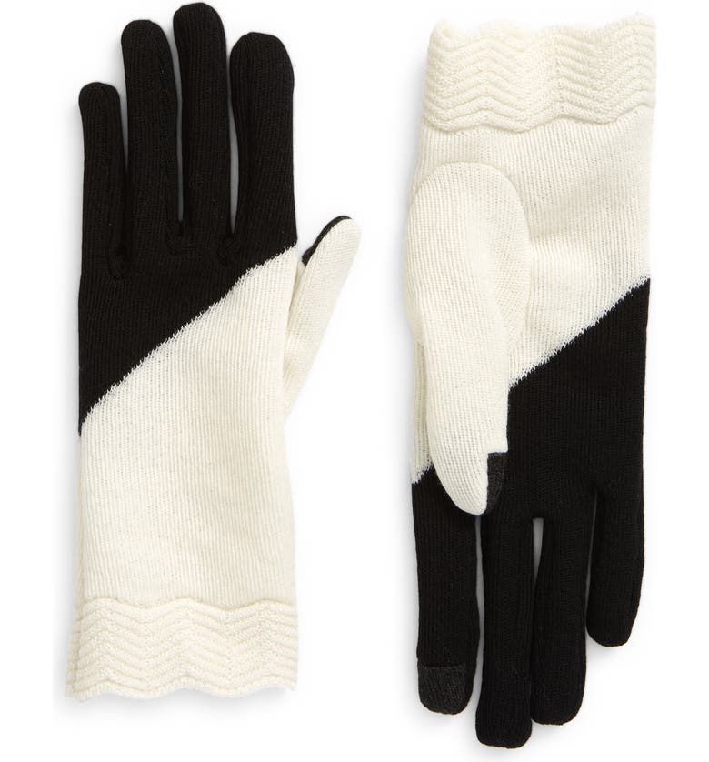 Seymoure Knit Wool Gloves_BLACK AND WHITE