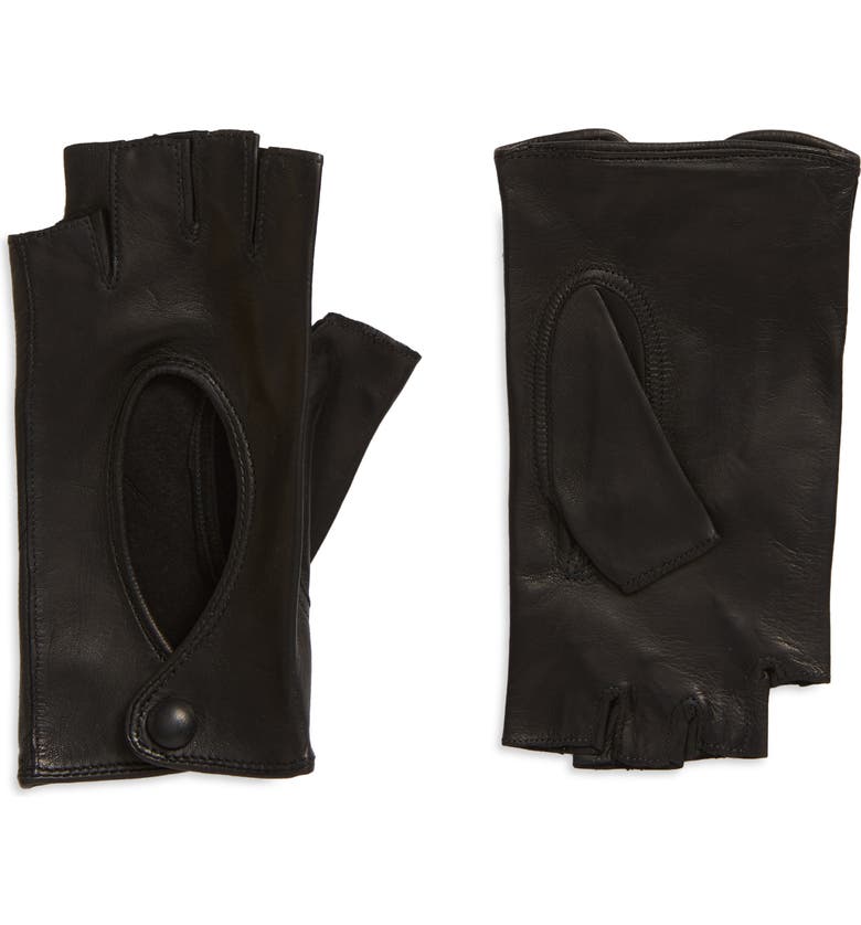Seymoure Fingerless Leather Gloves_BLACK
