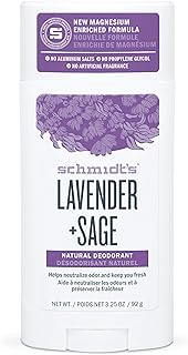 Schmidts Aluminum Free Natural Deodorant for Women and Men, Lavender + Sage, Relaxing Fragrance Helps Wind Down From Stress, Certified Cruelty Free, Vegan Deodorant, 3.25 oz, sage,