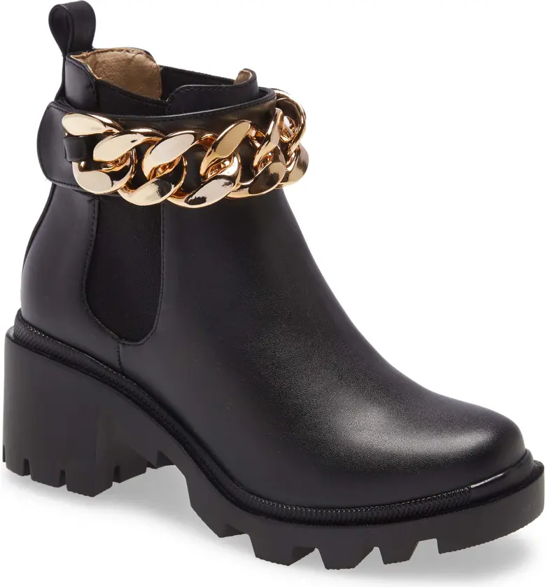 Steve Madden Amulet Chain Bootie_BLACK LEATHER