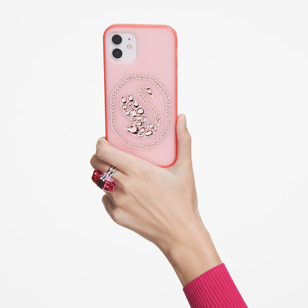 Swarovski Smartphone case, Swan, iPhone 12/12 Pro, Pale pink