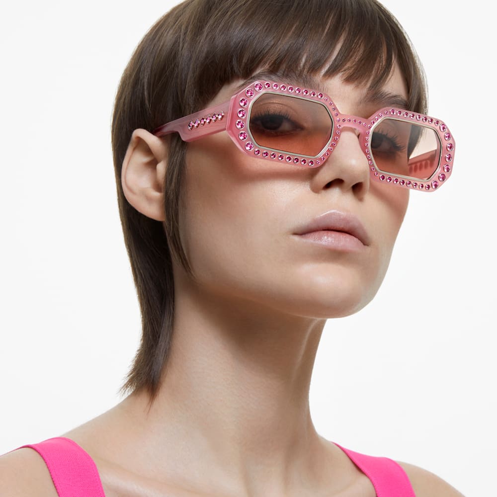 Swarovski Sunglasses, Octagon shape, Pave, SK0345 72U, Pink
