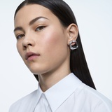 Swarovski Mesmera clip earring, Single, Square cut, White, Rhodium plated