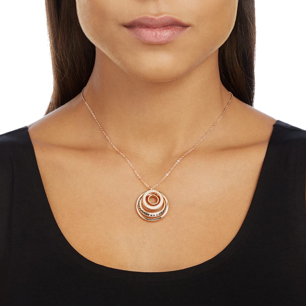 Swarovski Dynamic pendant, Round shape, Gray, Rose gold-tone plated