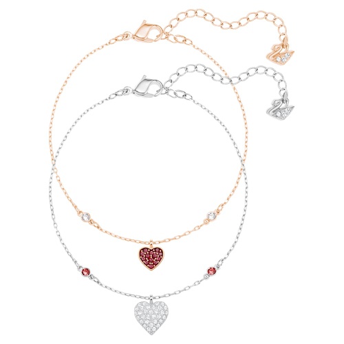 스와로브스키 Swarovski Crystal Wishes bracelet, Set (2), Heart, Red, Mixed metal finish