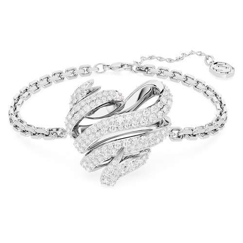 스와로브스키 Swarovski Volta bracelet, Heart, White, Rhodium plated