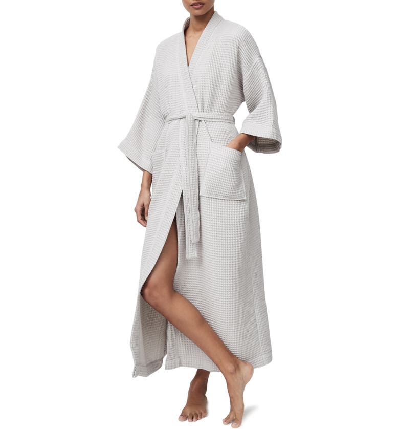 The White Company Long Lightweight Waffle Robe_PALE GREY