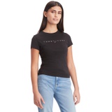 Womens Cotton Slim-Fit Tonal-Logo T-Shirt