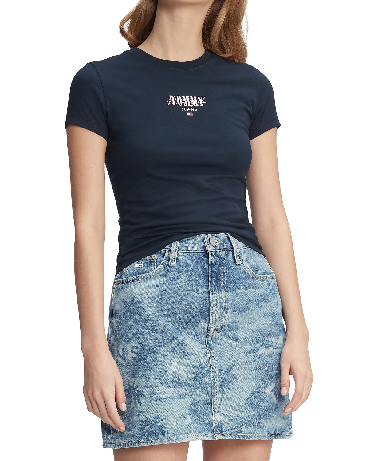 Womens Slim-Fit Essential Logo Graphic T-Shirt