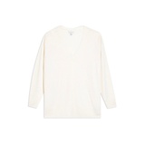 IVORY RIBBED LONGLINE KNITTED JUMPER WITH CASHMERE