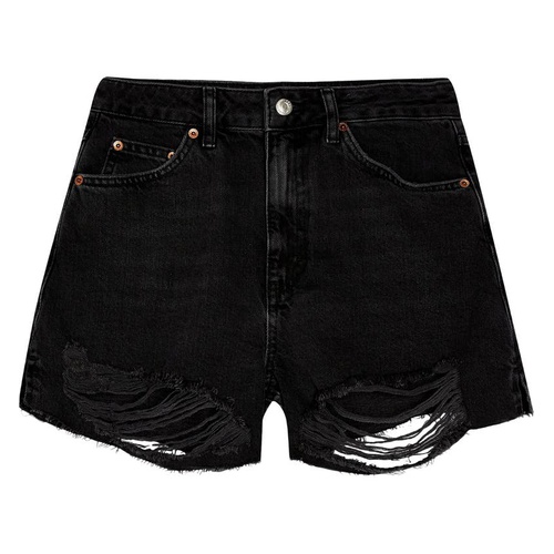 탑샵 Topshop Split Super Rip Denim Shorts_WASHED BLACK