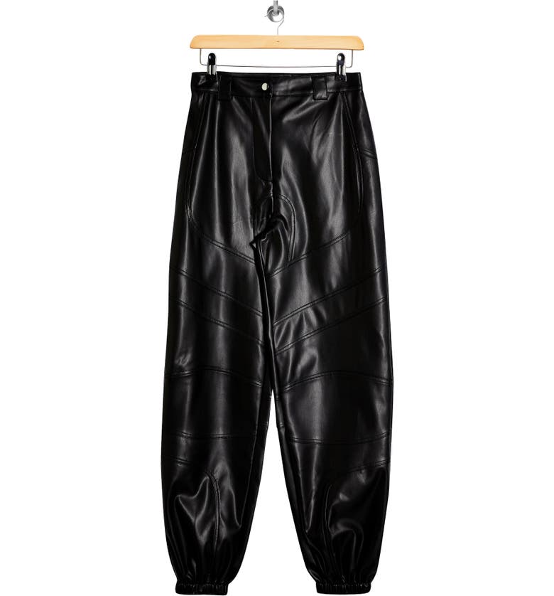 탑샵 Topshop Paneled Faux Leather Joggers_BLACK