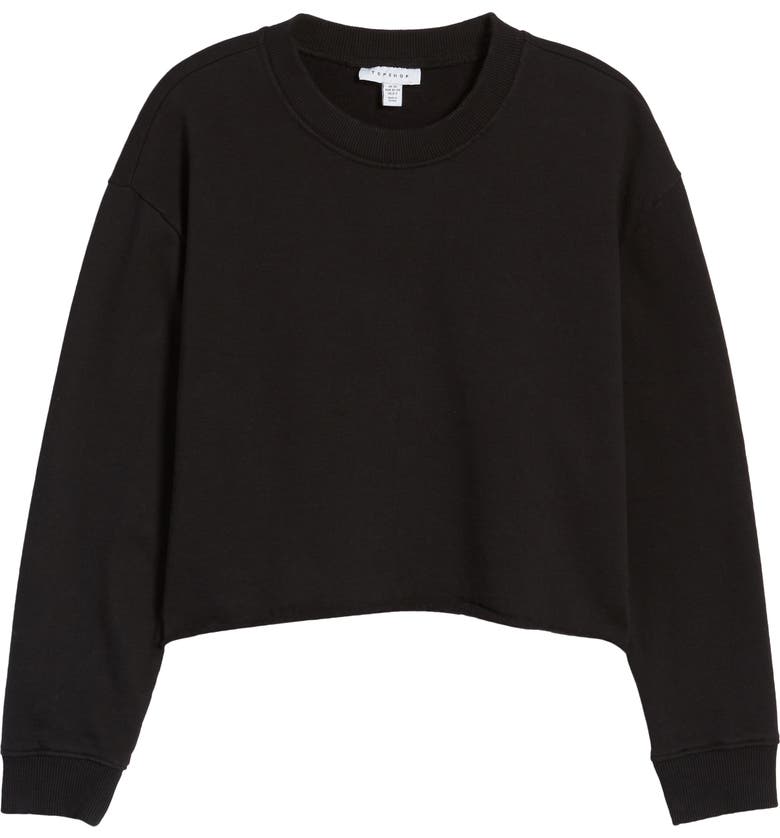 탑샵 Topshop Crewneck Crop Sweatshirt_BLACK