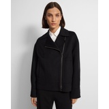 Theory Oversized Moto Jacket in Double-Face Wool-Cashmere