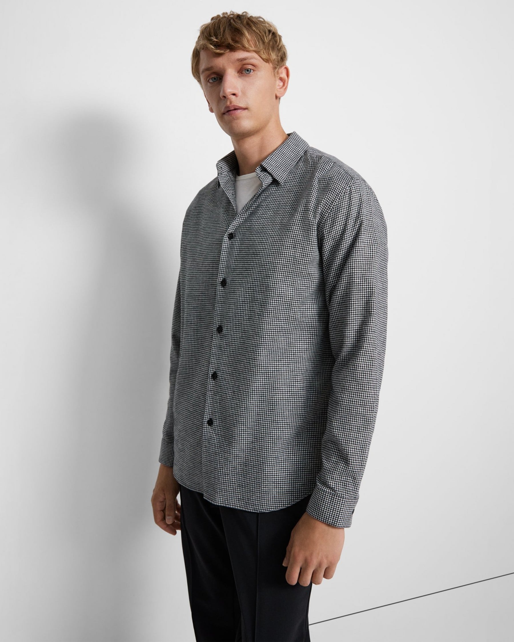 Theory Standard-Fit Shirt in Overdyed Gingham Cotton