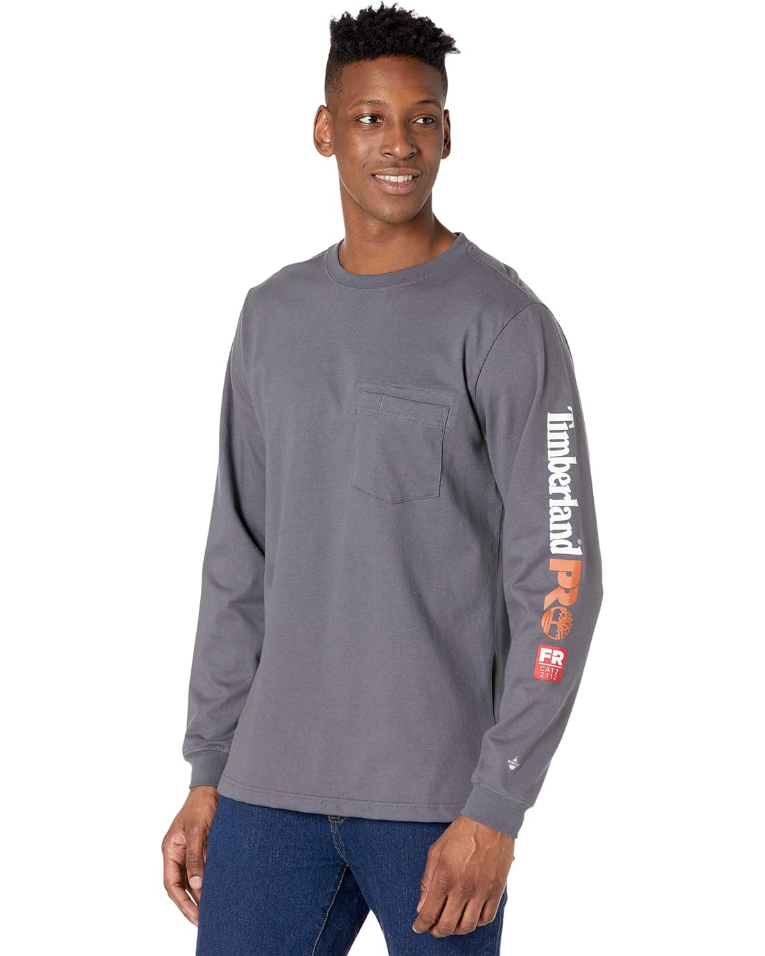 팀버랜드 Timberland PRO FR Cotton Core Long Sleeve Pocket T-Shirt with Sleeve Logo