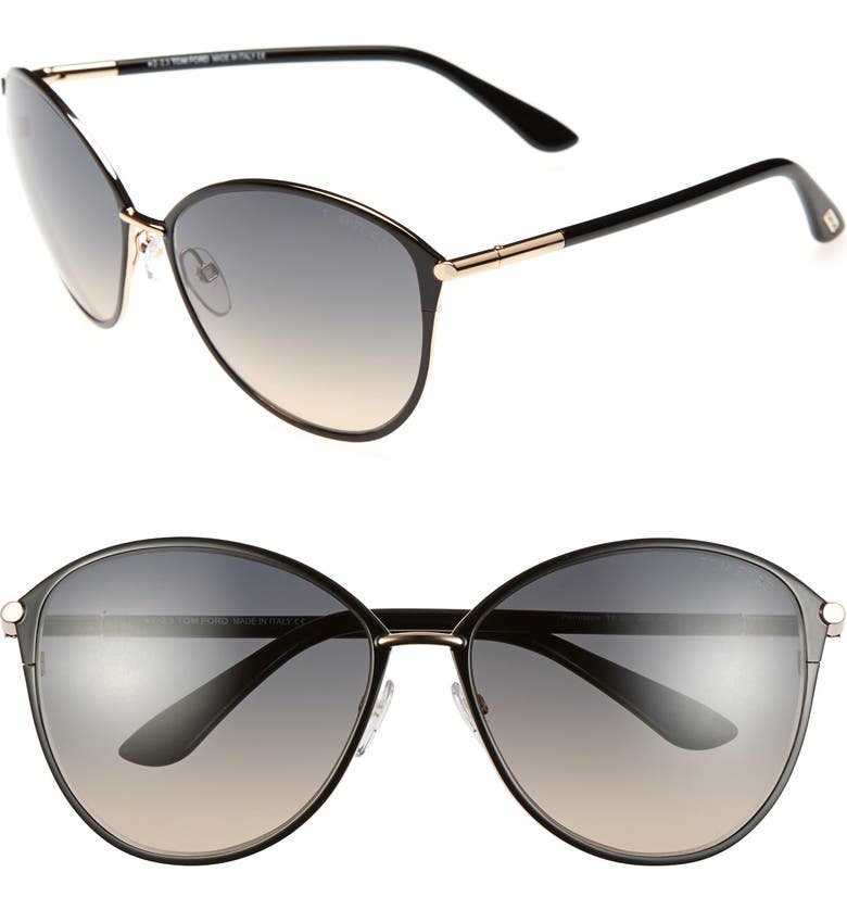 Tom Ford Penelope 59mm Gradient Cat Eye Sunglasses_SHINY ROSE GOLD/ BLACK