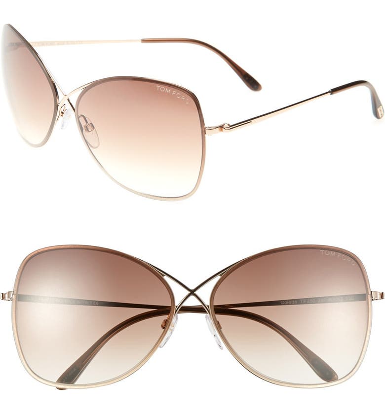 Tom Ford Colette 63mm Oversize Sunglasses_SHINY ROSE GOLD/ DARK BROWN