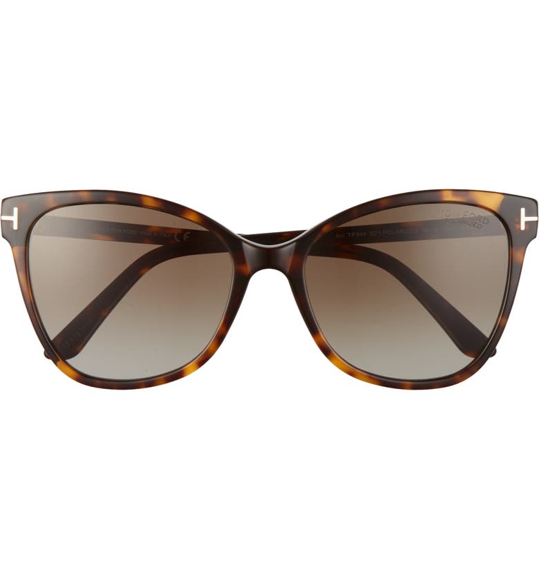 Tom Ford 58mm Gradient Cat Eye Sunglasses_DARK HAVANA/ BROWN POLARIZED