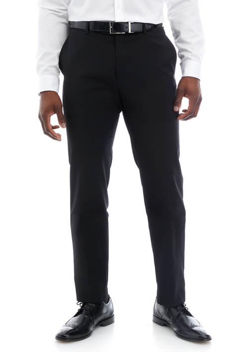 Black Solid Suit Pants