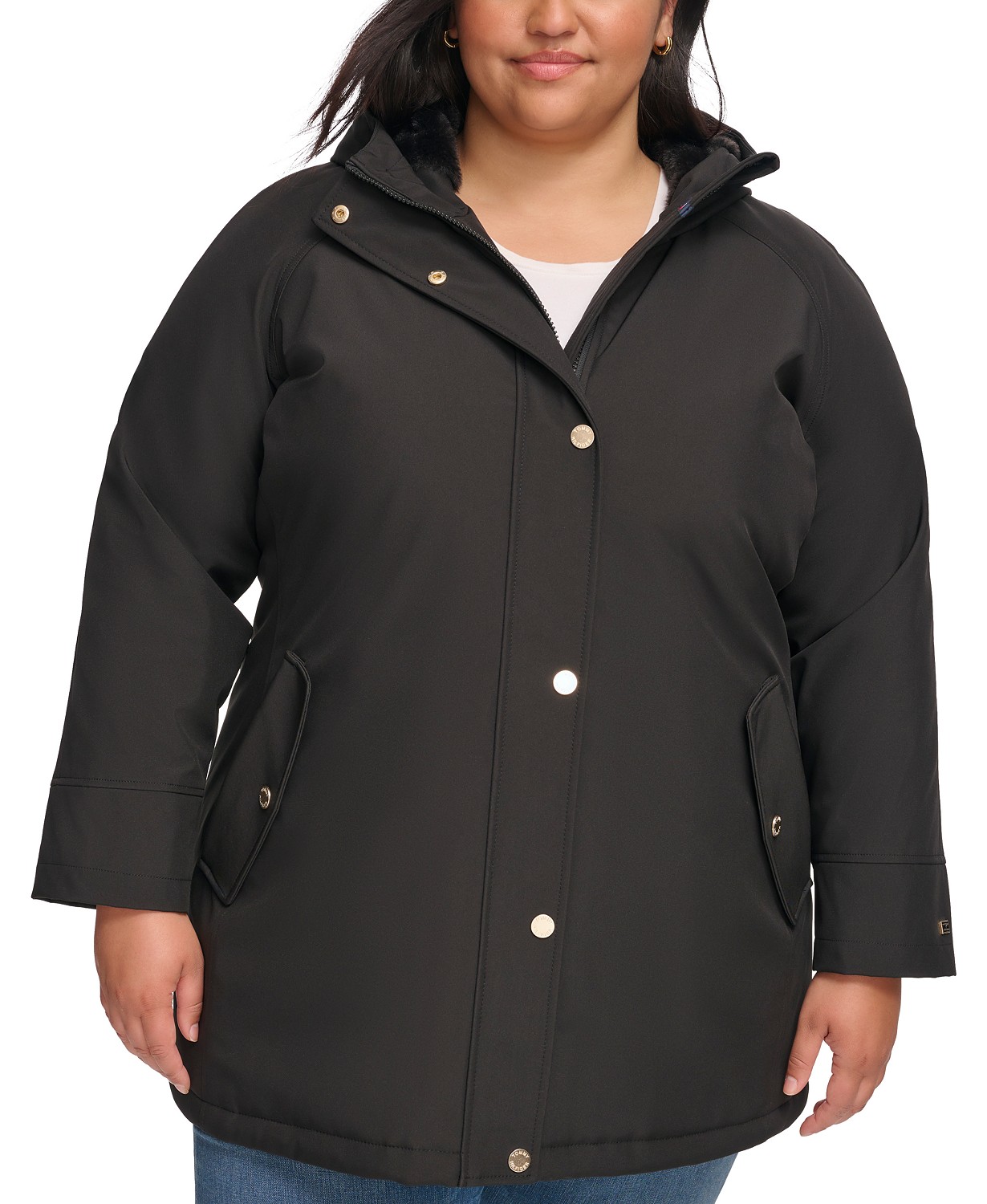Womens Plus Size Hooded Anorak Raincoat