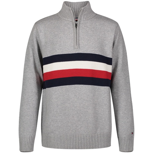 타미힐피거 Big Boys Signature Stripe Long Sleeve Quarter Zip Sweater
