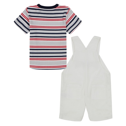 타미힐피거 Baby Boys Short Sleeve Striped T-shirt and Signature Shortalls 2 Piece Set