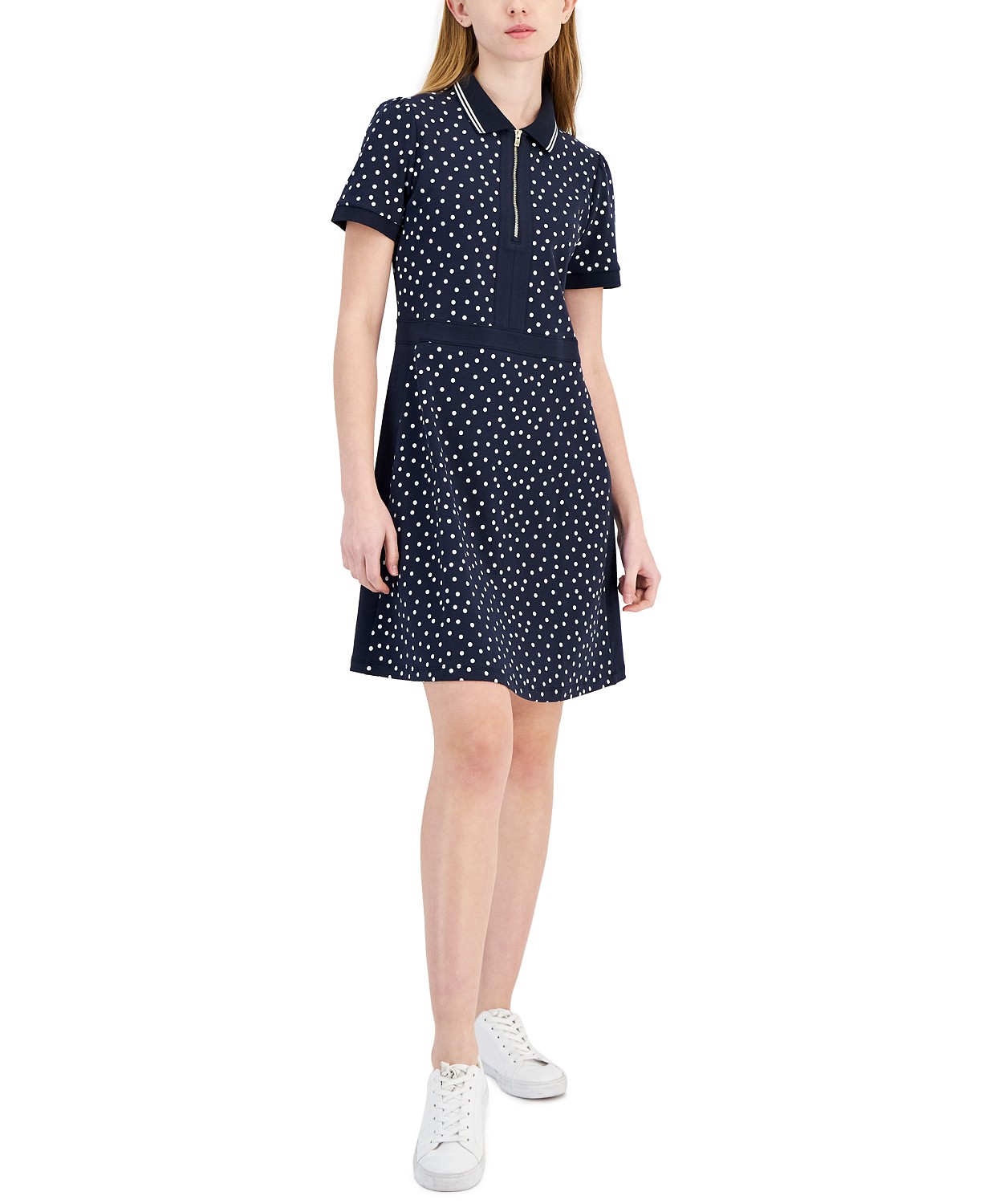 Womens Dot-Print A-Line Dress