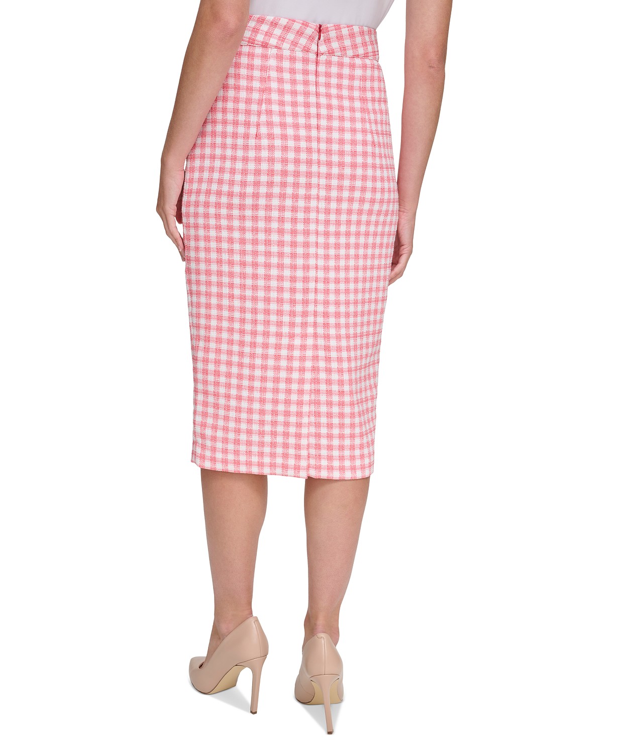 타미힐피거 Womens Gingham Midi Pencil Skirt