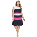 Plus Size Colorblocked Fit & Flare Dress
