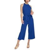 Womens Belted Wide-Leg Jumpsuit
