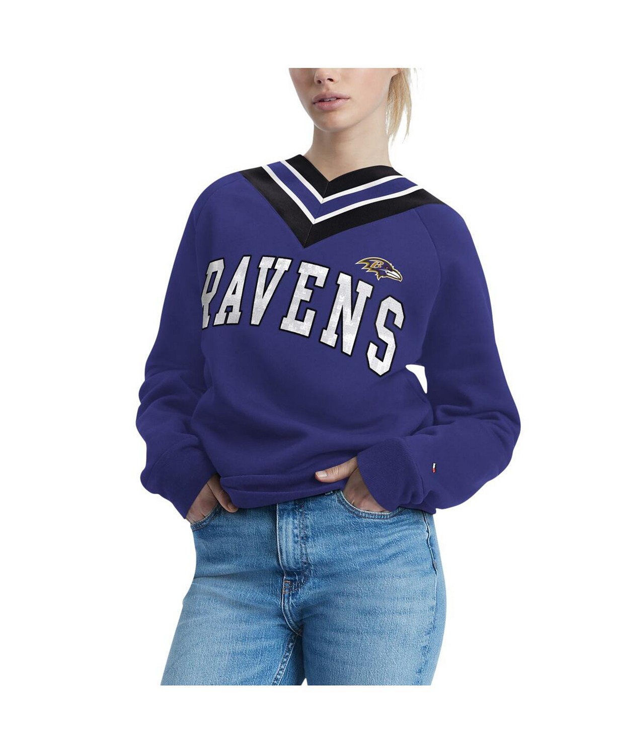 Womens Purple Baltimore Ravens Heidi Raglan V-Neck Sweater