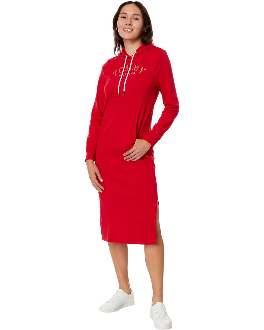 타미힐피거 Tommy Hilfiger Embellished Sweatshirt Midi Dress