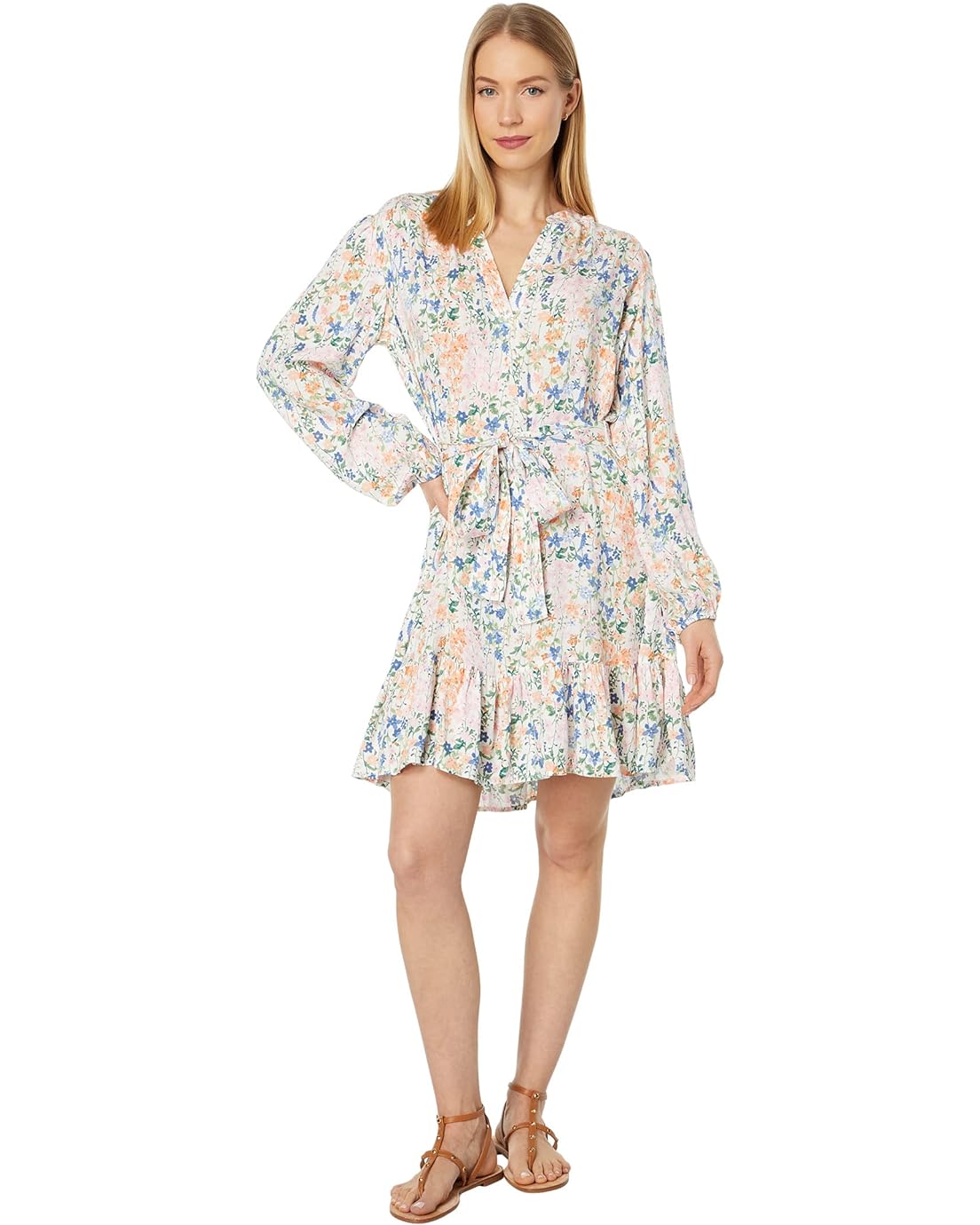 Tommy Hilfiger Long Sleeve Floral Dress with Self Tie