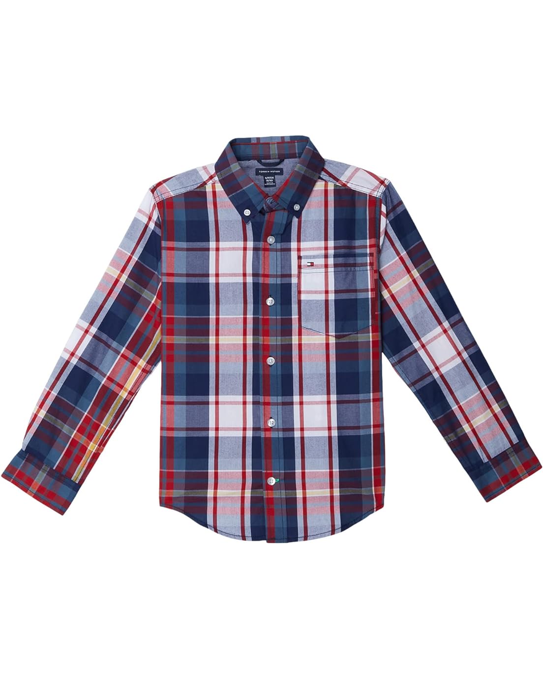 타미힐피거 Tommy Hilfiger Kids Alfred Long Sleeve Plainweave Button-Down Shirt (Big Kids)