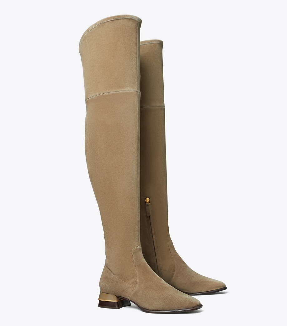 Tory Burch MULTI LOGO STRETCH OVER-THE-KNEE BOOT