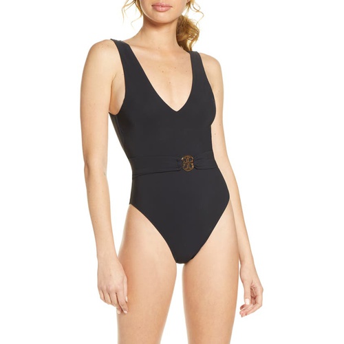 토리버치 Tory Burch Miller Plunge One-Piece Swimsuit_BLACK
