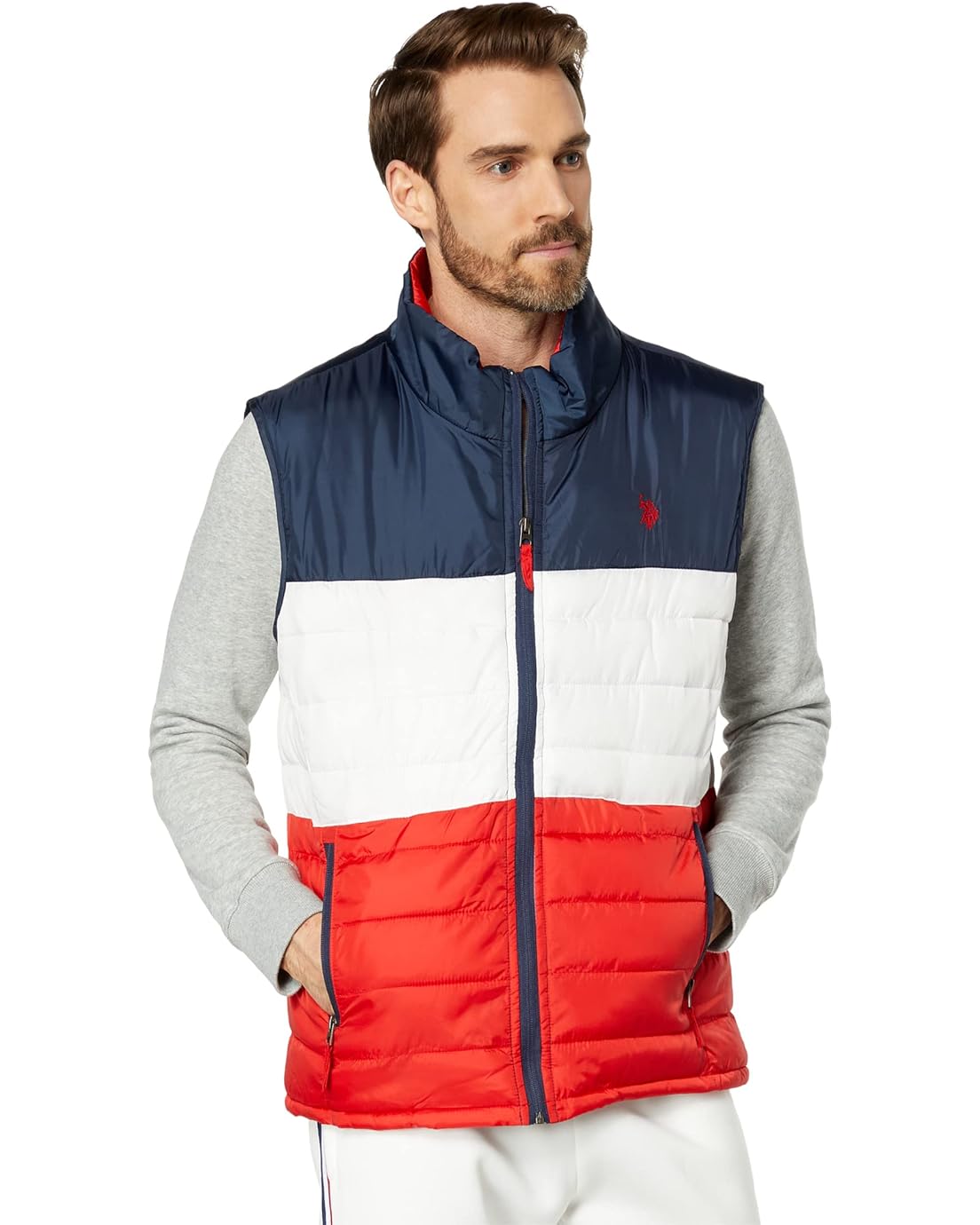 U.S. POLO ASSN. USPA Tricolored Quilted Vest