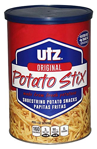 Utz Potato Stix, Original  15 Oz. Canister  Shoestring Potato Sticks Made from Fresh Potatoes, Crispy, Crunchy Snacks in Resealable Container, Cholesterol Free, Trans-Fat Free, G