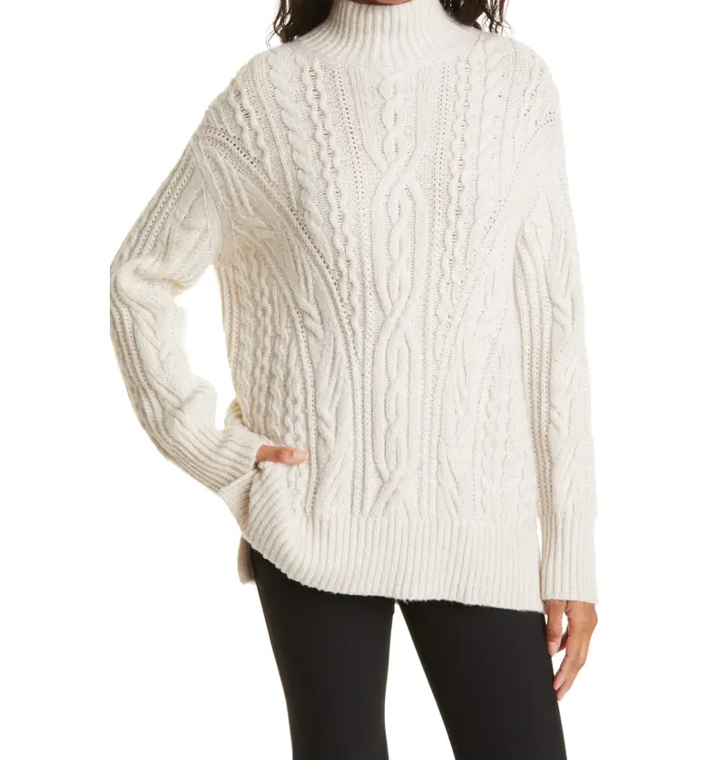 Vince Cable Extrafine Merino Wool Blend Mock Neck Sweater_OFF WHITE/ MARZIPAN
