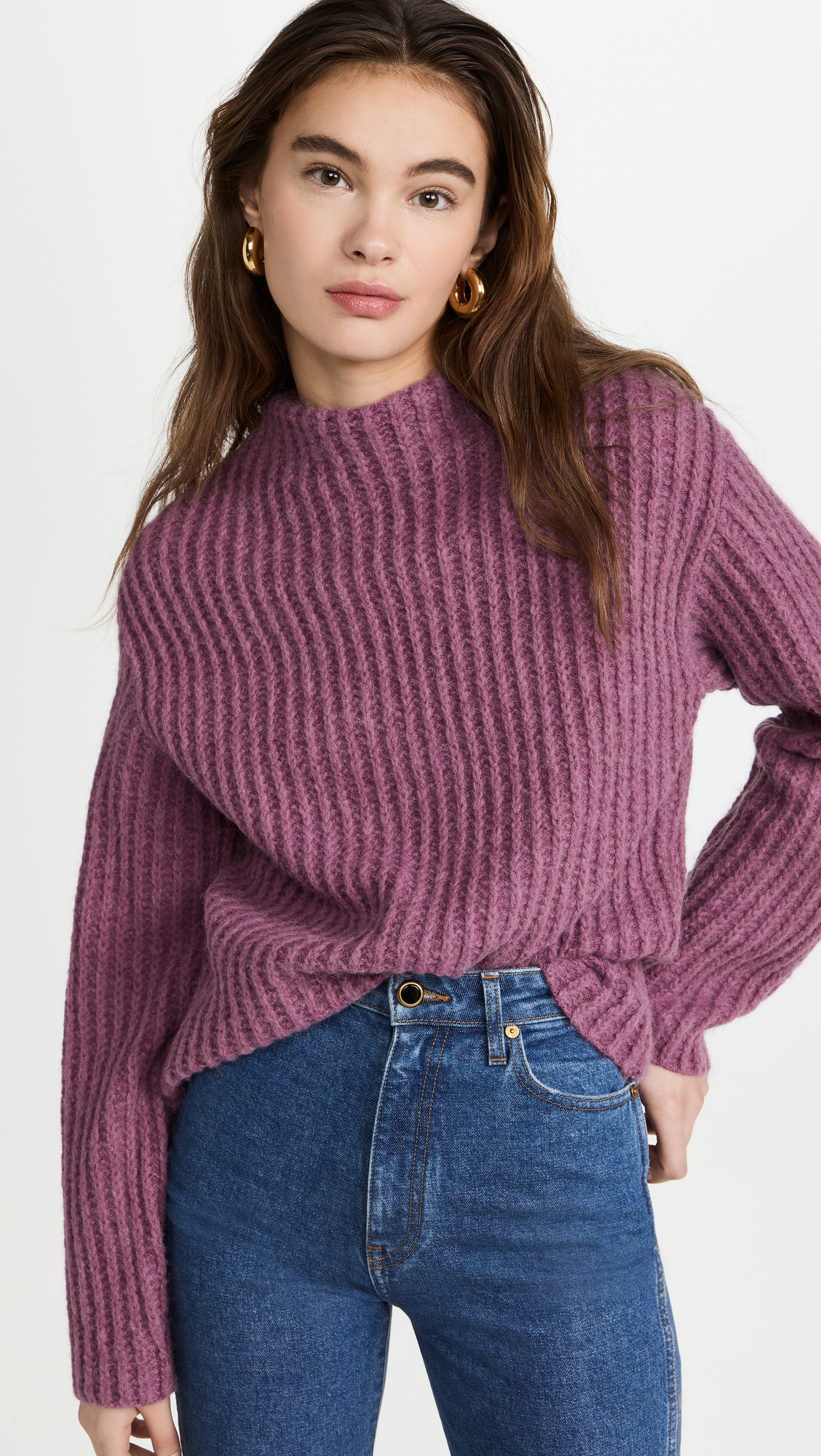 Vince Ribbed Funnel Neck Sweater