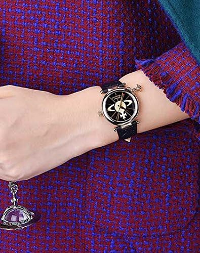 비비안웨스트우드 Vivienne Westwood Womens VV 006 Orb Black Leather Watch