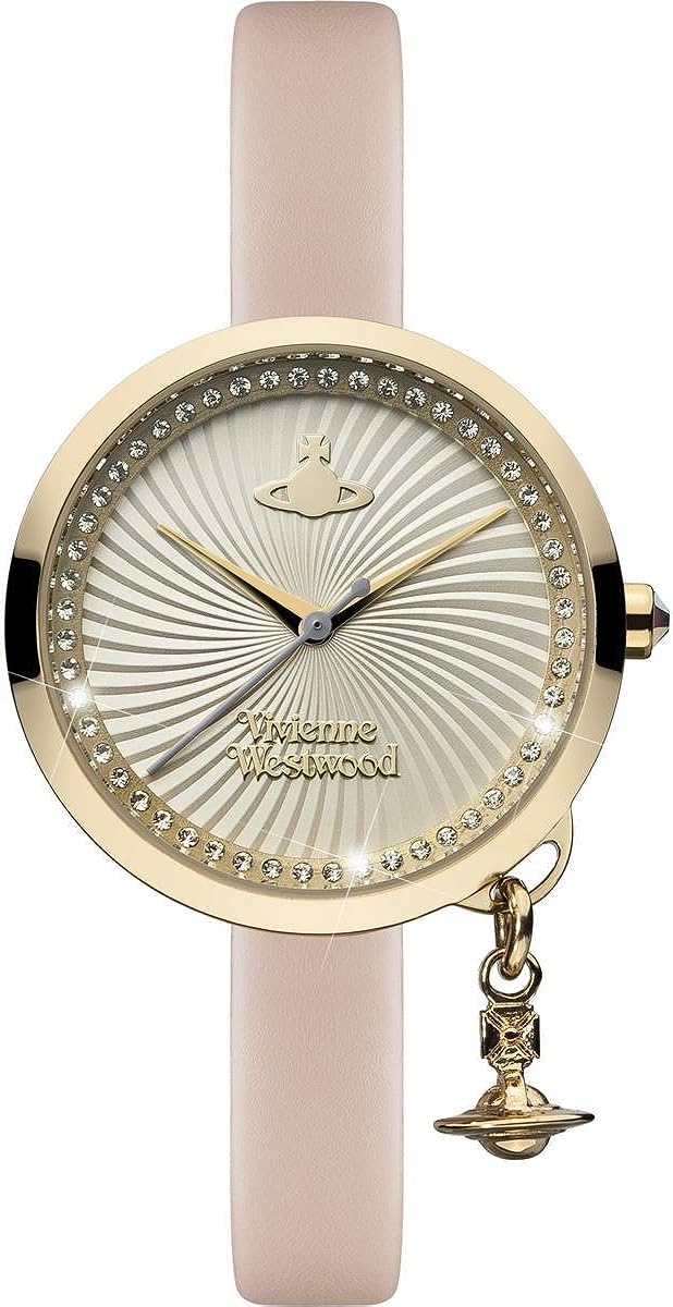 비비안웨스트우드 Vivienne Westwood Womens VV139WHPK Analog Display Swiss Quartz Black Watch