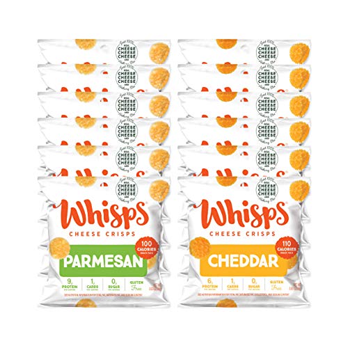 Whisps Parmesan & Cheddar Cheese Crisps Variety Pack | Back to School Snack, Keto Snack, Gluten Free, Sugar Free, Low Carb, High Protein | 0.63oz (12 Pack)