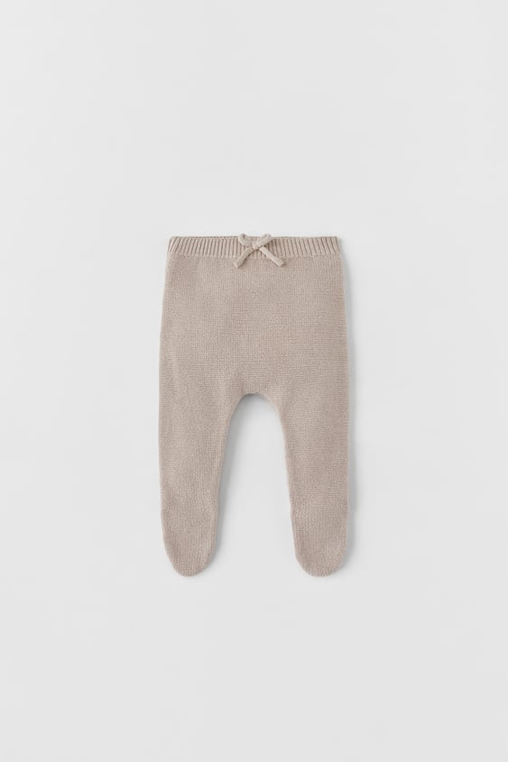 Zara KNIT FOOTED LEGGINGS WITH BOW