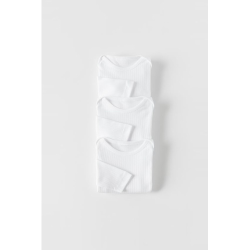 자라 Zara BABY/ THREE-PACK OF LONG SLEEVE ROUND NECK BODYSUITS