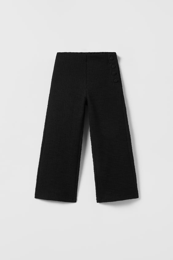 Zara TEXTURED WEAVE PANTS WITH BUTTONS